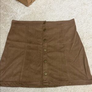 Brown Button-Up Suede Skirt and black H&M skirt